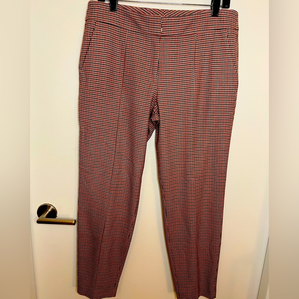 Hugo Boss red houndstooth pattern crop pants US 8